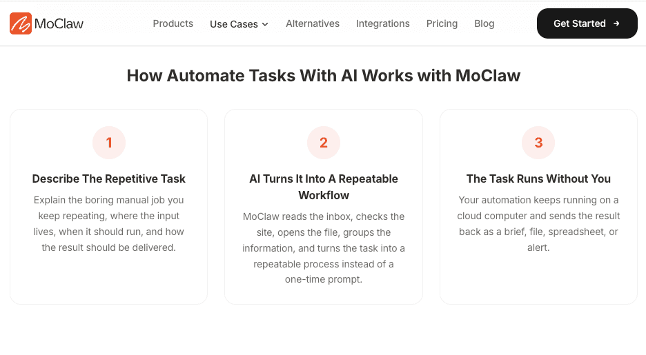 Zentor (formerly MoClaw) as a managed cloud assistant path for recurring browser workflows