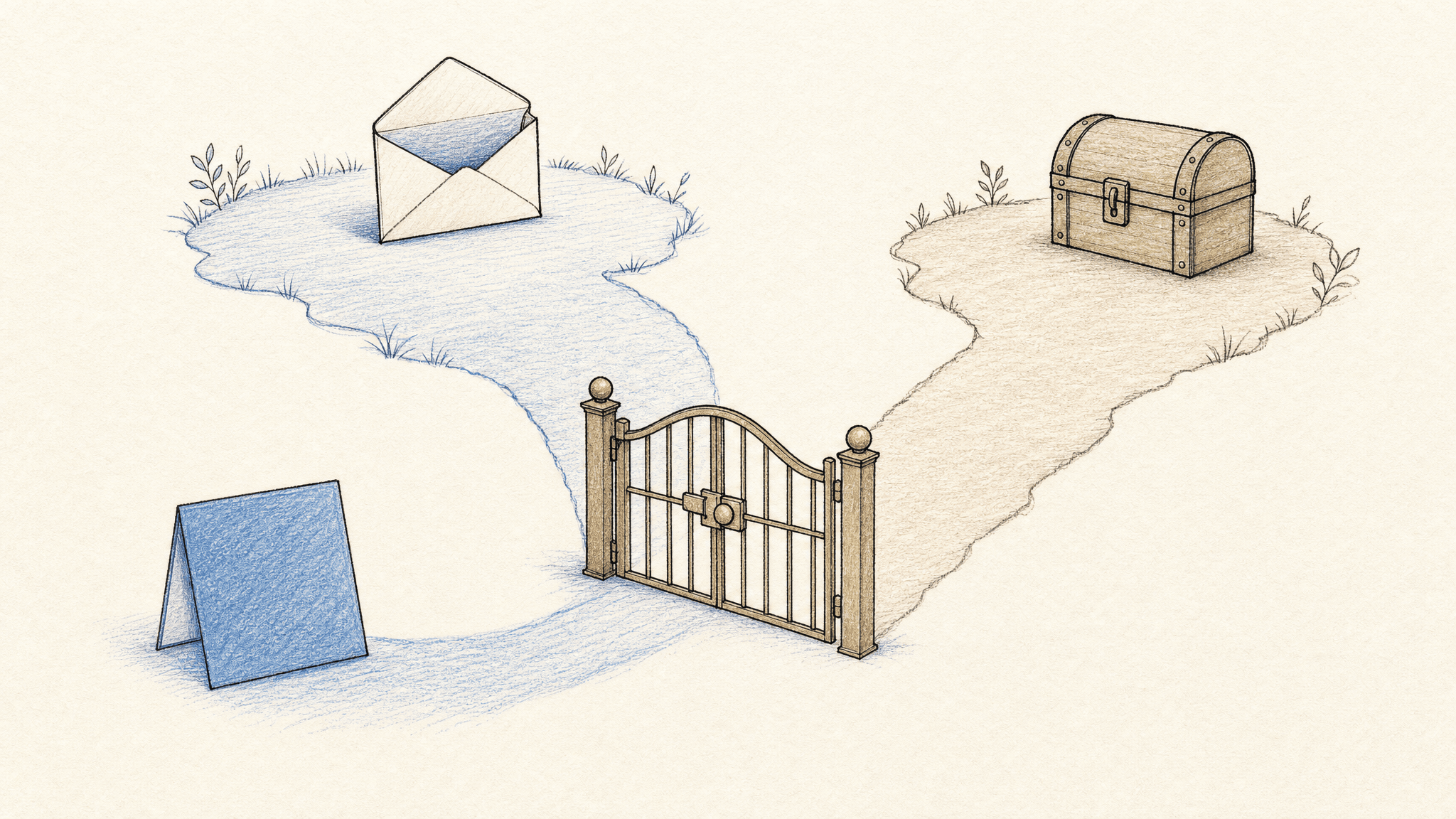 An illustrated gate separates an information request from access to company resources