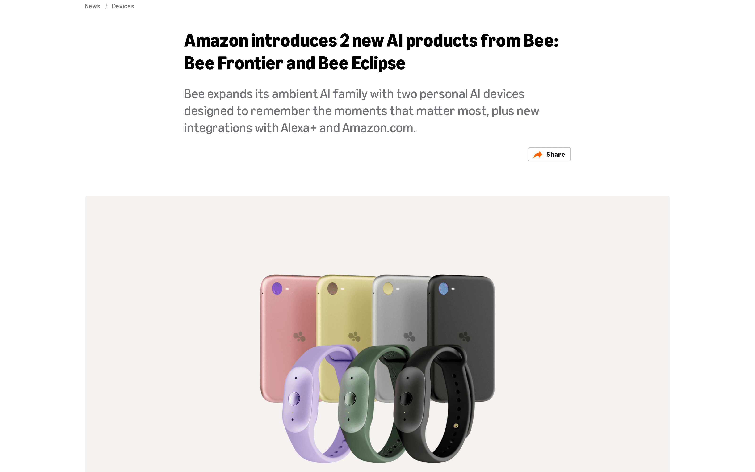 Amazon's announcement identifies the two Bee products and shows both form factors.