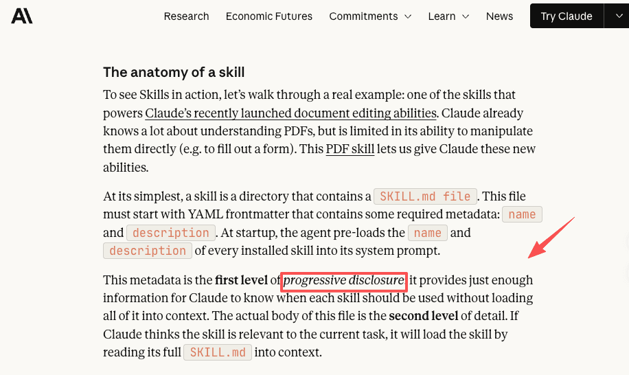 Anthropic's write-up on the anatomy of an Agent Skill and progressive disclosure