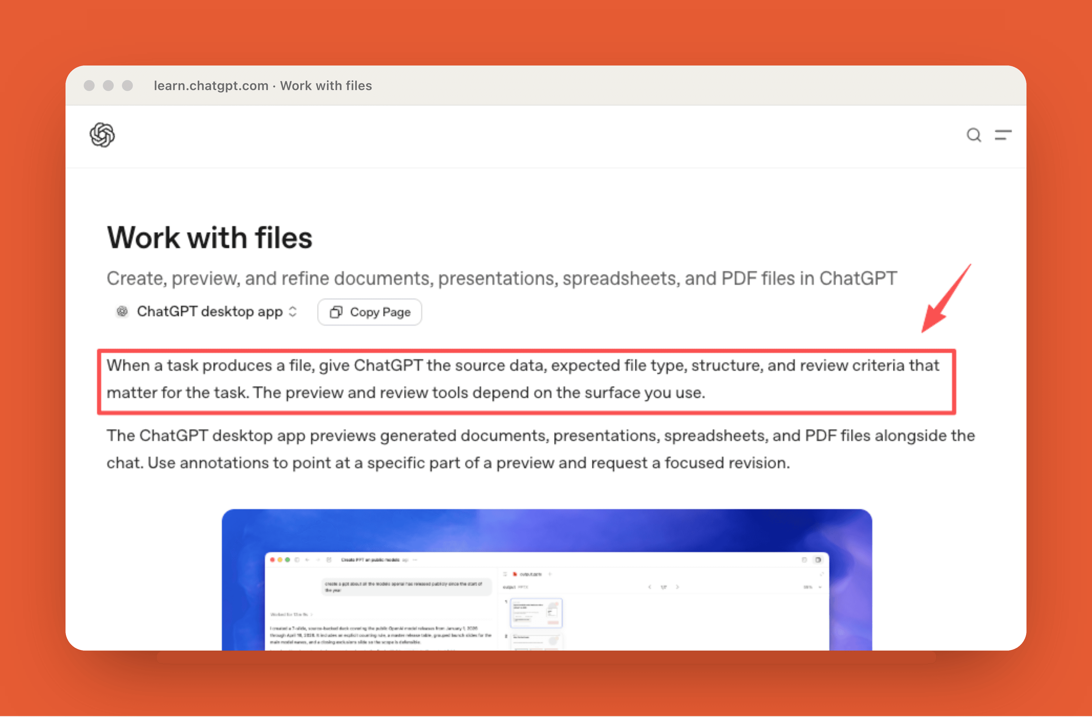 Defining the file artifact and review criteria before a ChatGPT Work run
