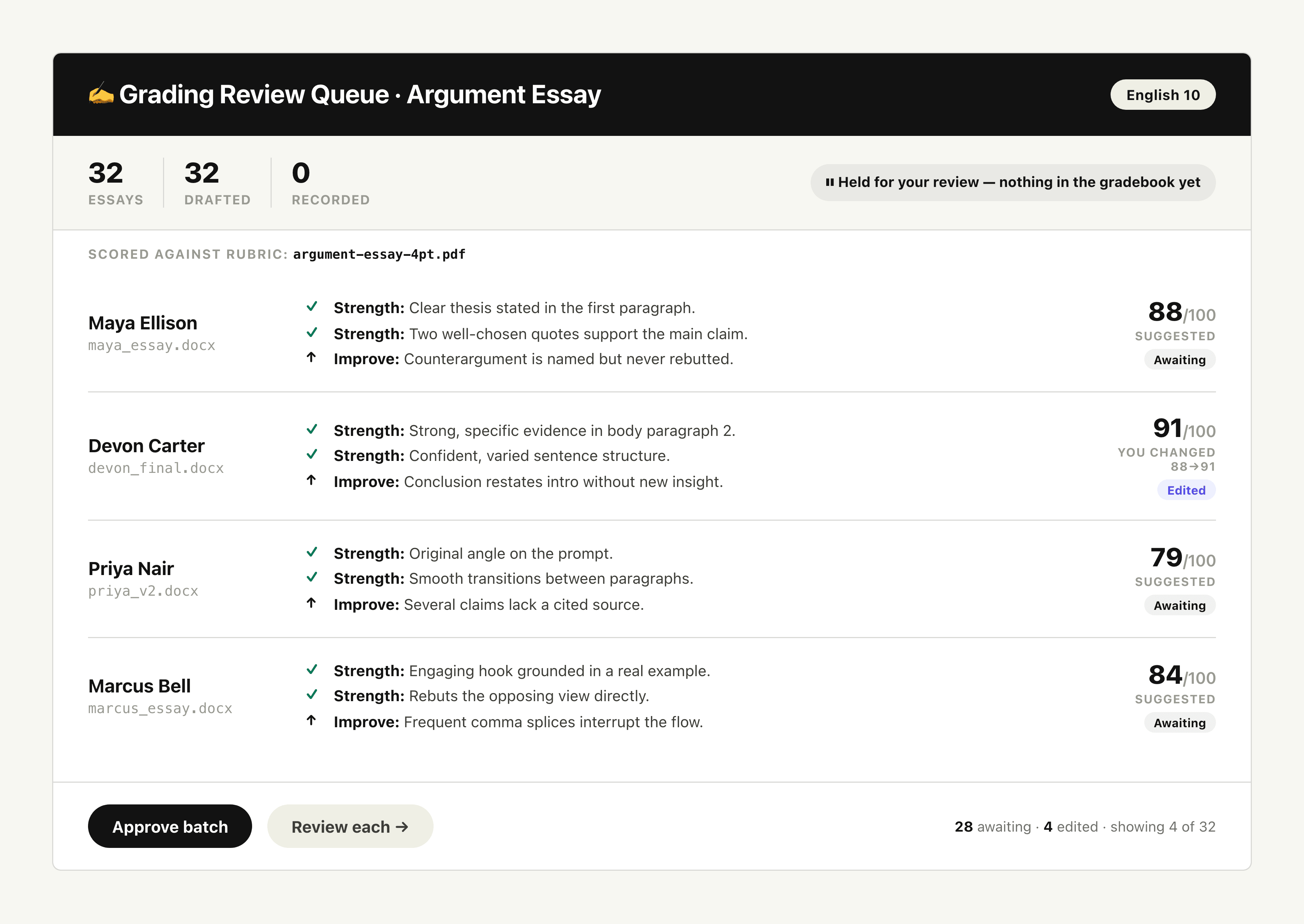 Batch Feedback, Review-First output preview