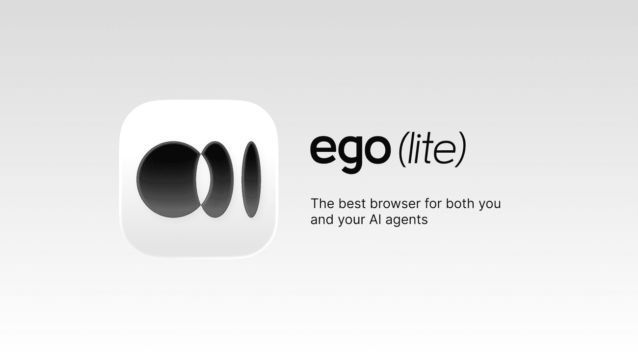 ego-lite says the thesis out loud: one browser \"for both you and your AI agents,\" each working in its own Space at the same time.