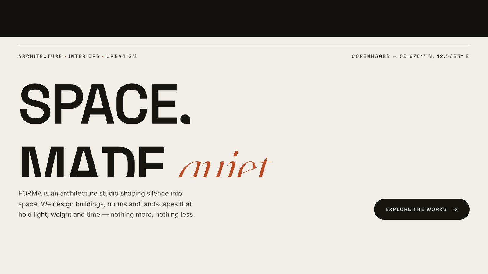Kimi K3-Demo — Forma, die Website eines Architekturbüros, erstellt von Zentor