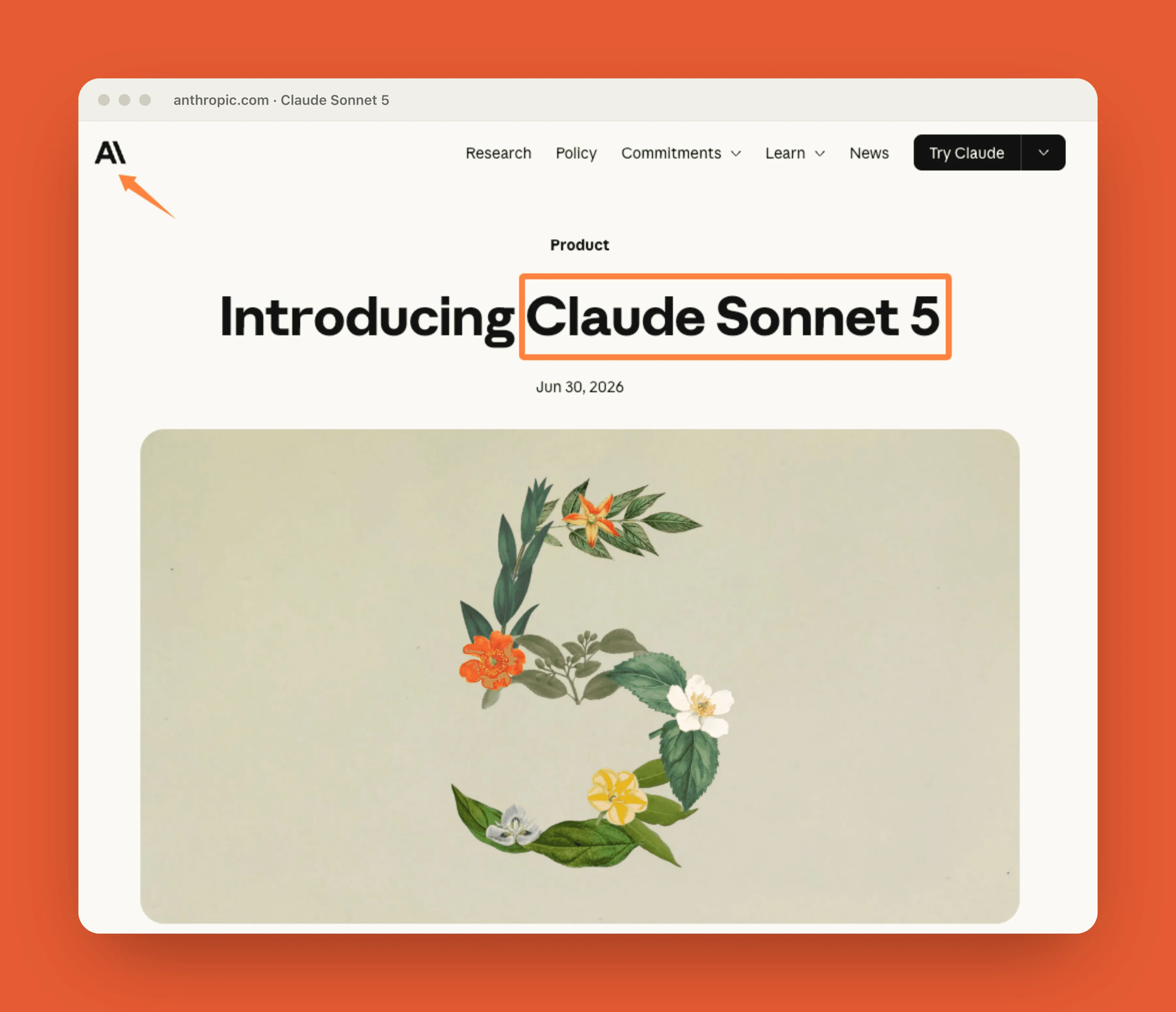 Anthropic's Claude Sonnet 5 launch page, dated June 30, 2026