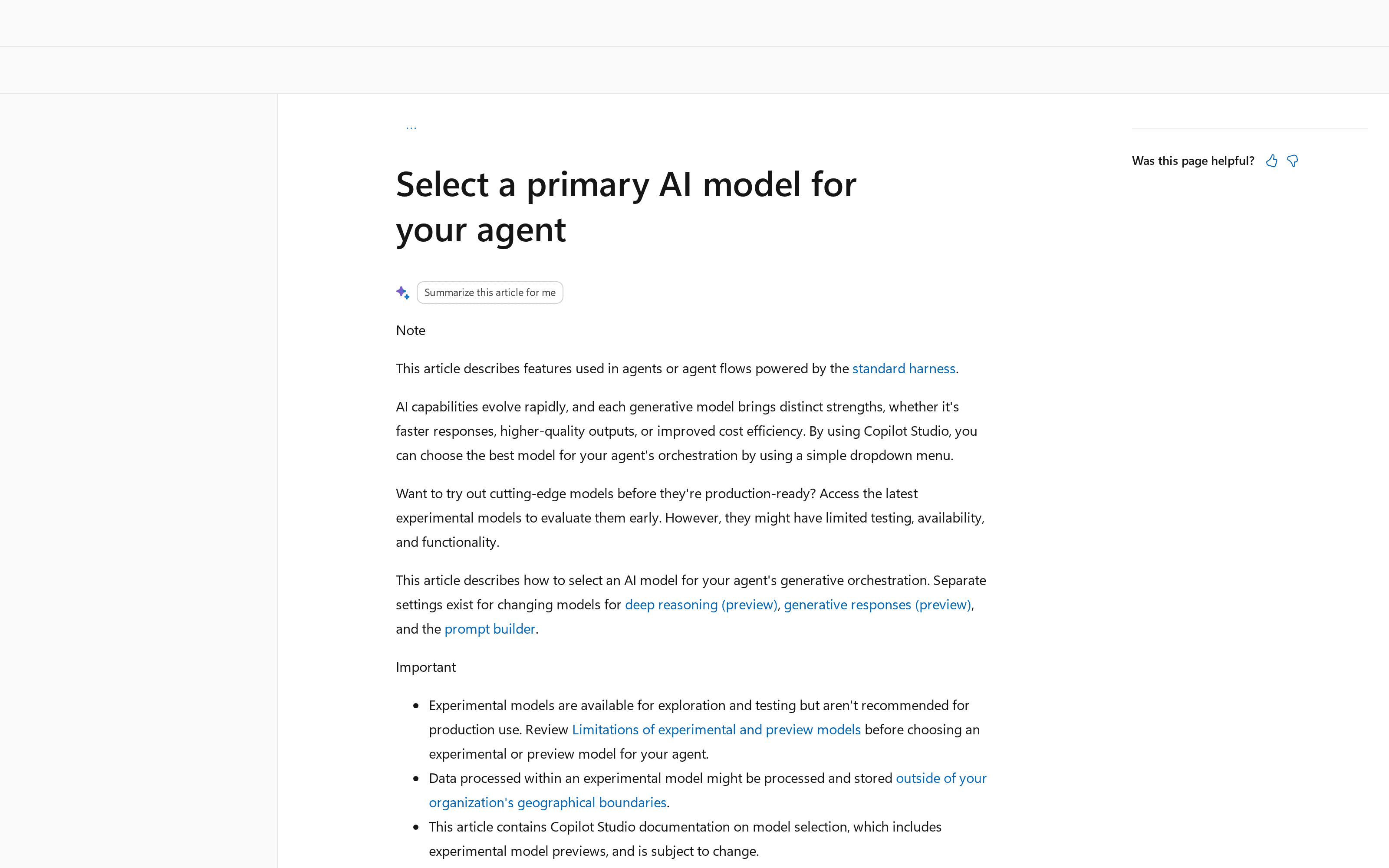 Microsoft's model selection guidance distinguishes the Standard harness and points makers to agent model settings.