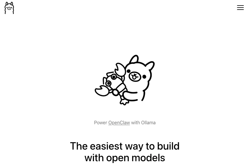 Ollama landing page for running open models locally, used to keep the script-generation step private and off metered APIs