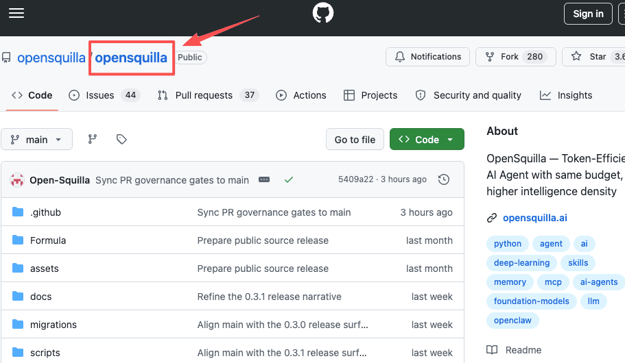 OpenSquilla open-source repository on GitHub