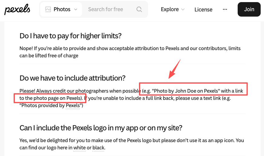 Pexels License guidance: credit the photographer and link back to Pexels whenever possible