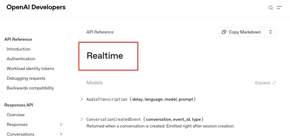 OpenAI Realtime API reference for speech-to-speech interfaces over WebRTC, WebSocket, and SIP