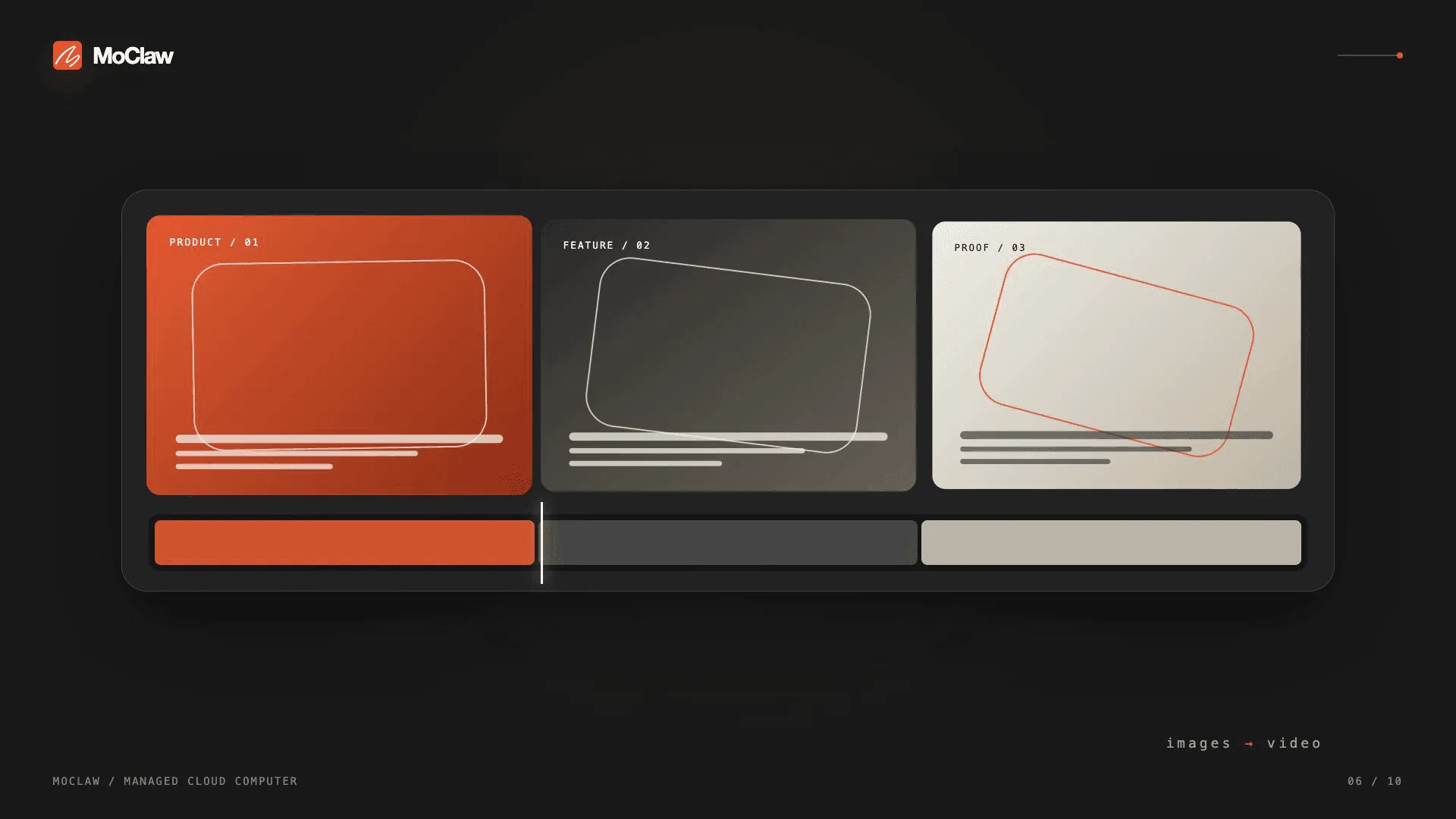 Shot 6: product stills stitched into video, images to video