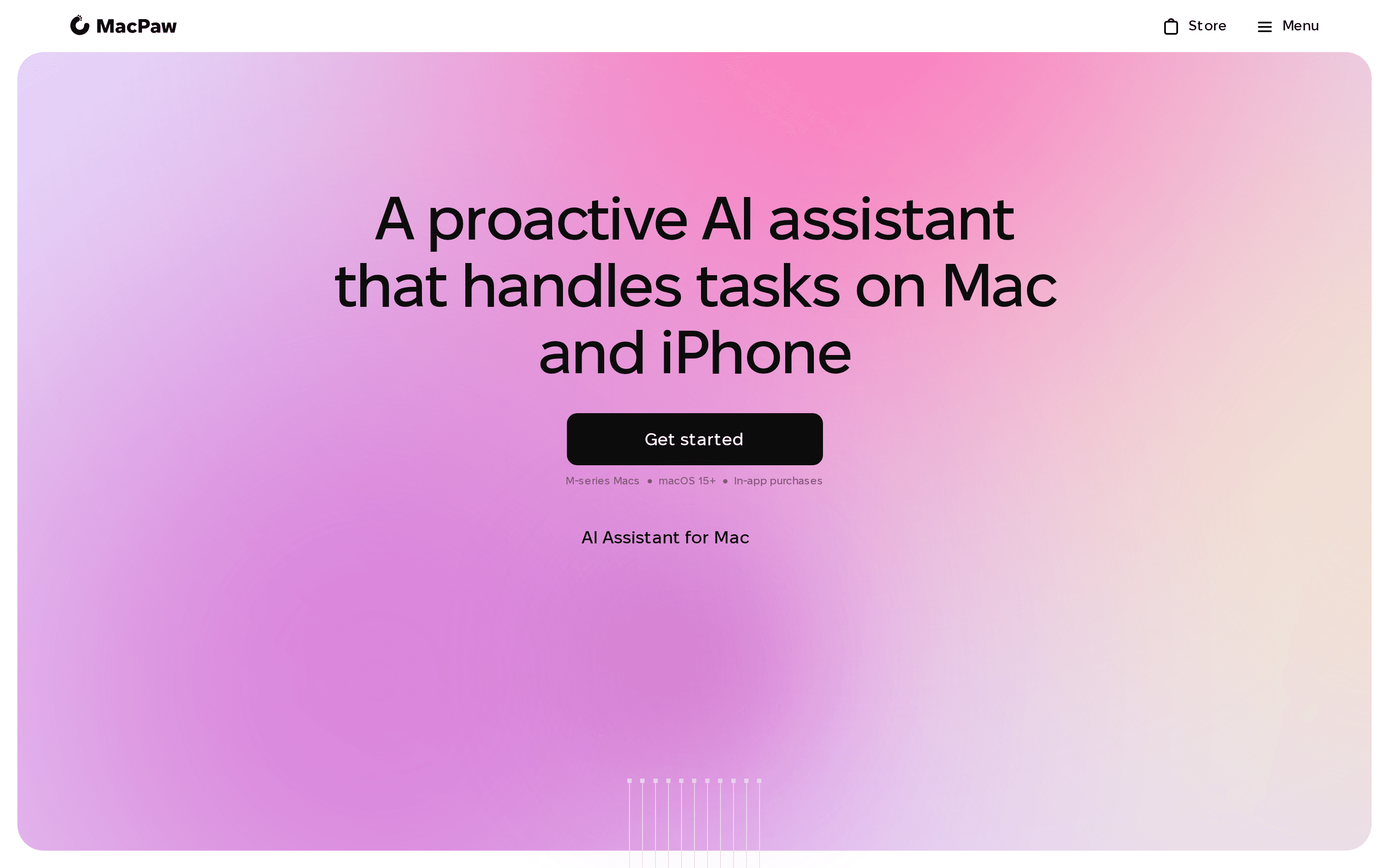 The Eney product page identifies Mac requirements and presents it as a Mac and iPhone assistant.